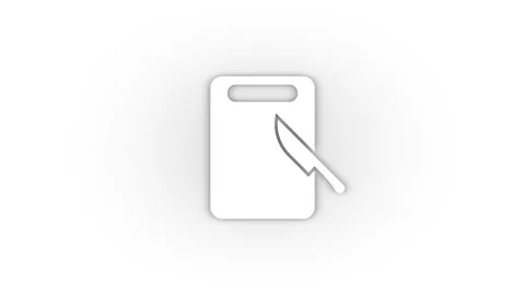 White cutting board and knife icon with shadow isolated on white background. Stock Footage 201769964