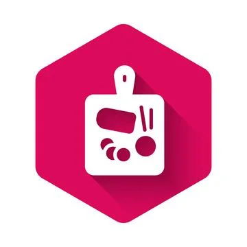 White Cutting board icon isolated with long shadow background. Chopping Board Stock Illustration