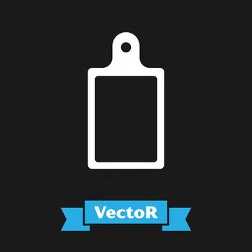 White Cutting board icon isolated on black background. Chopping Board symbol. Stock Illustration