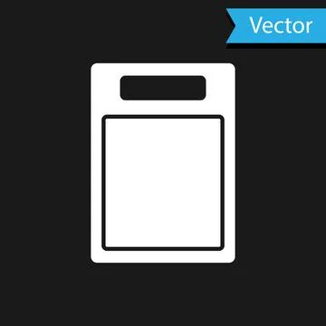 White Cutting board icon isolated on black background. Chopping Board symbol Stock Illustration
