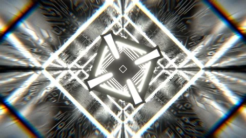 White Cybernetic Strobe Square Neon Corridor Background VJ Loop l 4K Stock Footage 303566562