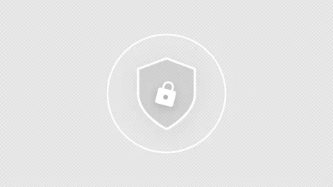 White cybersecurity shield and lock icons animated on black Stock Footage 345043409