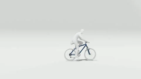White Cyclist Riding on Grey Studio Background Video stock 312998367