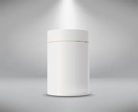 White cylinder box. Round empty paper box for food soup tea or coffee. Stock Illustration
