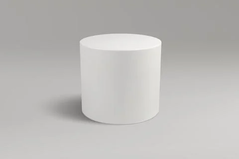White cylinder on a gray gradient background, casting a soft shadow. イラスト素材