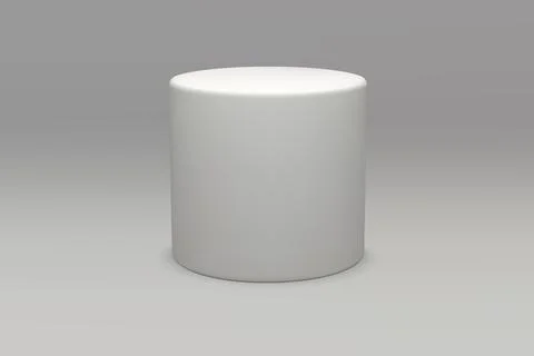 White cylinder on a gray gradient background, casting a soft shadow. Stock Illustration