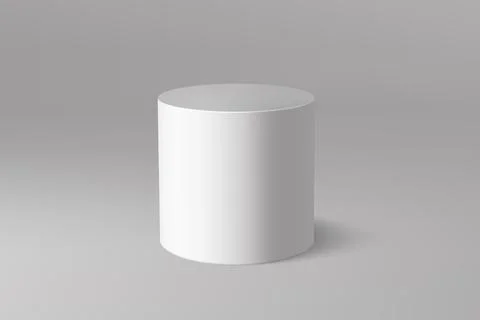 White cylinder on a gray gradient background, casting a soft shadow. イラスト素材