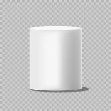 White cylinder. Solid circular box pillar or stand empty can mockup vector Stock Illustration