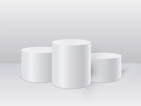 White cylinder template. 3d base stand podium or studio pedestal round platfo Stock Illustration
