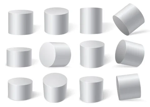 White cylinders on different angles. イラスト素材
