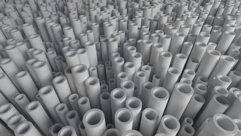 White Cylinders In Perspective Stock Illustration