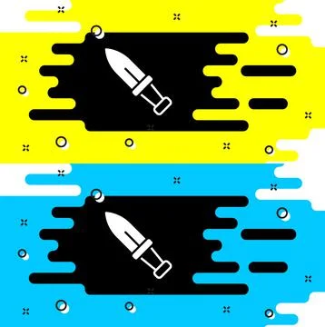 White Dagger icon isolated on black background. Knife icon. Sword with sharp Stock Illustration