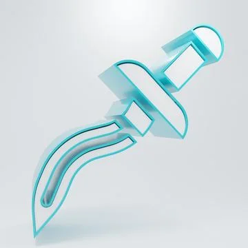 White Dagger icon isolated on grey background. Knife icon. Sword with sharp.. Stock Illustration