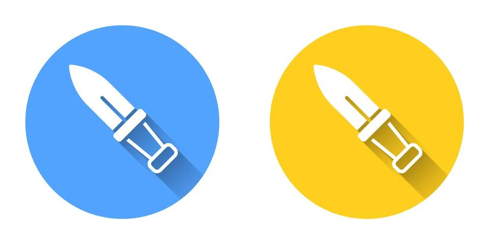 White Dagger icon isolated with long shadow background. Knife icon. Sword with Stock Illustration
