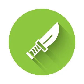 White Dagger icon isolated with long shadow background. Knife icon. Sword w.. Stock Illustration