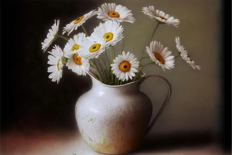 White daisies in a brown pot Illustrazione stock