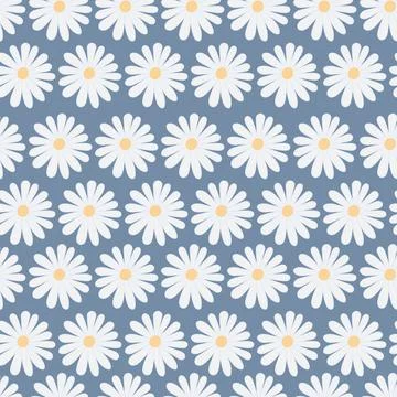White daisy. Seamless vector pattern. Repeating wildflower pattern. 스톡 일러스트