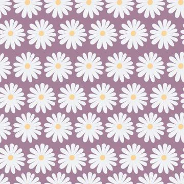White daisy. Seamless vector pattern. Repeating wildflower pattern. Stock Illustration