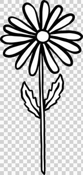 White Daisy with stem Outline Doodle Illustrazione stock