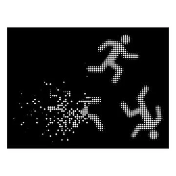 White Damaged Dot Halftone Running Men Icon Ilustração Stock