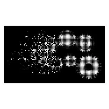 White Damaged Dotted Halftone Gear Mechanism Icon Stock Illustration