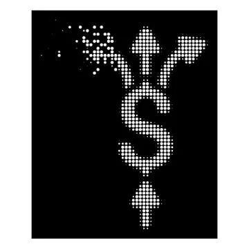 White Damaged Pixel Halftone Divide Payments Icon Stock Illustration