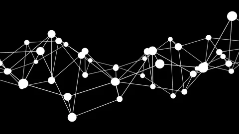White dancing nodes network on a black background 스톡 동영상 116278619