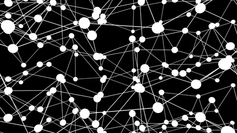 White dancing nodes network on a black background Stock Footage 116278873