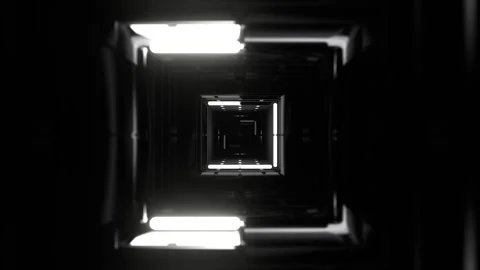 White Dark Endless Fantasy Corridor with Flashing Neon Background VJ Loop in 库存影片 328356599