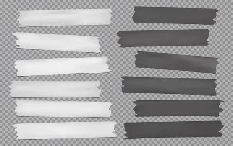 White, dark grey different size adhesive, sticky, masking, duct tape, paper Stock Illustration