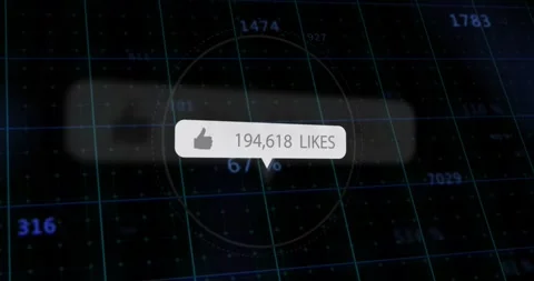 White dash appearing, like bubble counting up likes, pulsing over dark grid HUD, Stockbeeldmateriaal 328233722