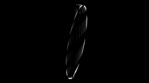 White dashed circle rotating in three dimensional black space with delay Video stock 288992554