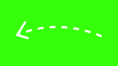 White dashed curved arrow animation on green screen, dotted pointer overlay for  Video stock 341603390
