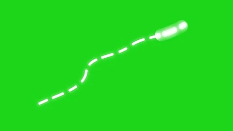 A white dashed line path on a solid chroma key green , representing a trave.. Stock Footage 346794265