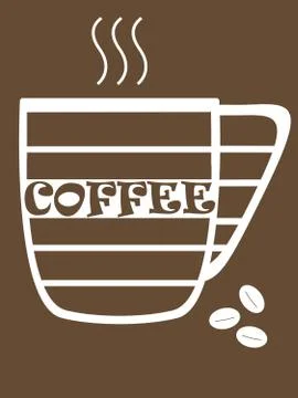 White dashed stylized coffee mug symbol Stock Illustration