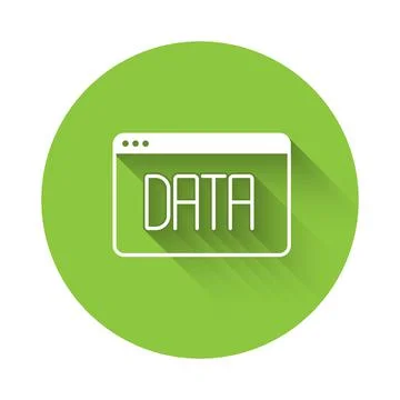 White Data analysis icon isolated with long shadow background. Business data Stock Illustration