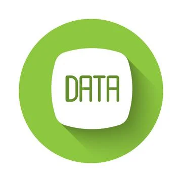 White Data analysis icon isolated with long shadow background. Business data  Stock Illustration