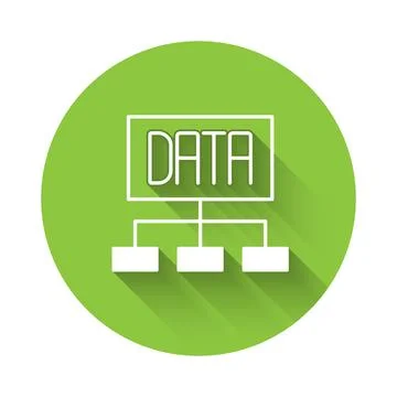 White Data analysis icon isolated with long shadow background. Business data Stock Illustration