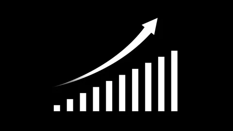 White data bar chart arrow growth animation Stock Footage 275485214