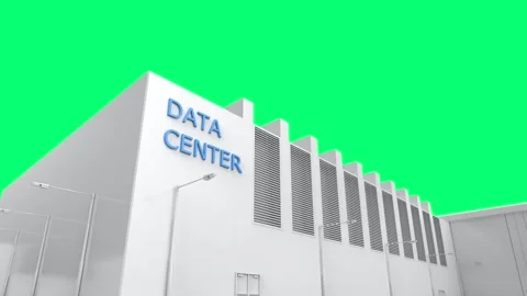 White data center building exterior isolated Stock Footage 329402372