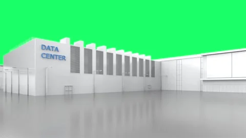 White data center building exterior isolated Video stock 329402382