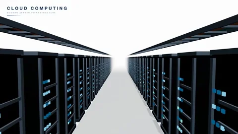 White data center server aisle flythrough animation Stock-Footage 339334977