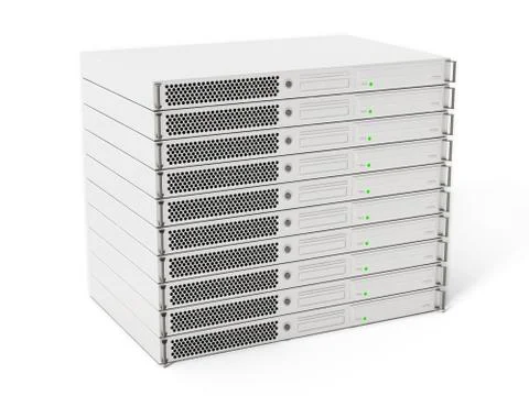 White data server units isolated on white background. 3D illustration Stock Illustration