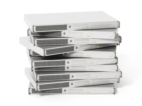 White data server units isolated on white background. 3D illustration Stock Illustration