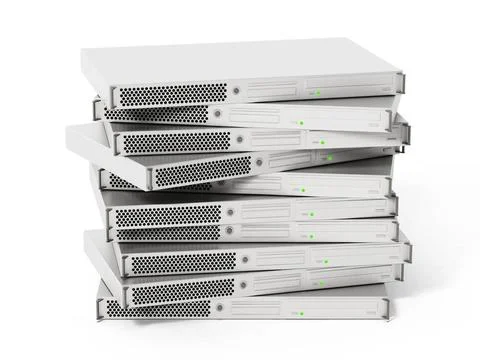 White data server units isolated on white background. 3D illustration Whit... Stock Photos