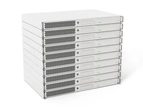 White data server units isolated on white background. 3D illustration Whit... Stock Photos