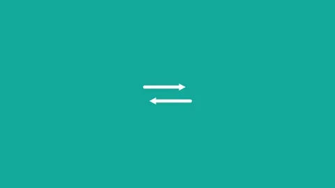 White data transfer arrows icon on a solid teal background Stock Footage 341485165