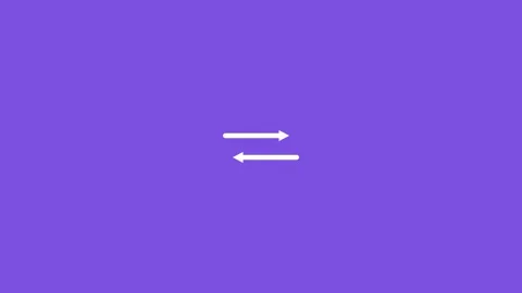 White data transfer arrows icon on a solid violet background Stock Footage 341485167