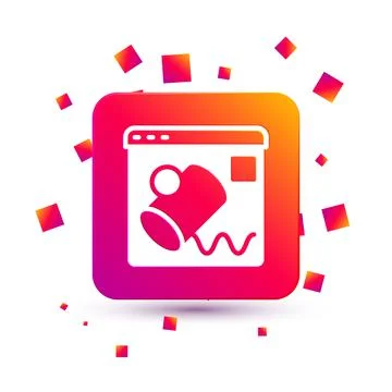 White Data visualisation icon isolated on white background. Square color button Stock Illustration