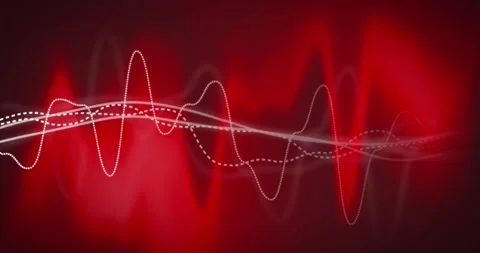 White data wave over glowing red energy on black background Stock Footage 250071707